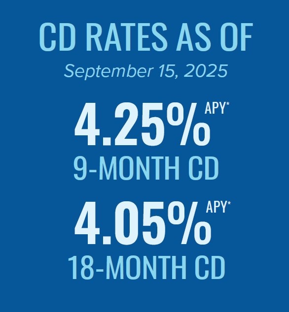 Open a 9-month or 18-month promotional CD to grow your money through guaranteed, risk-free returns.